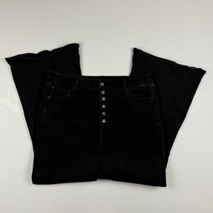 American Eagle Women's 22 Black Curvy Highest Rise Flare Jeans Button Fly Denim